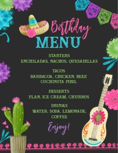 Fiesta Menu (Pink & Black) - www.printerfairy.com design preview