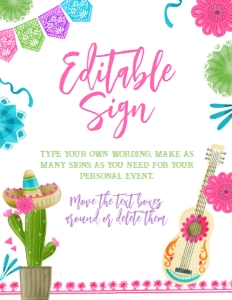 Fiesta Editable Sign (Pink & White) - www.printerfairy.com design preview
