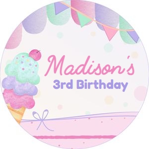 Ice Cream Topper (Pink, purple, turquoise) - www.printerfairy.com design preview