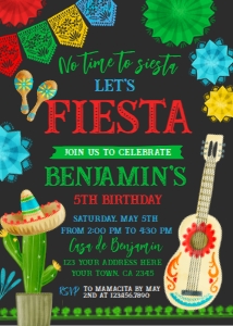 Fiesta Invitation (Red & Black) - www.printerfairy.com design preview
