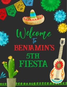 Fiesta Welcome Sign (Red & Black, 8) - www.printerfairy.com design preview
