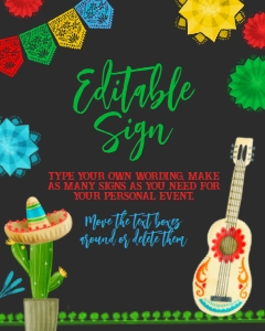 Fiesta Editable Sign (Red & Black) - www.printerfairy.com design preview