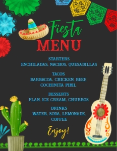 Fiesta Menu (Red & Black, 8) - www.printerfairy.com design preview