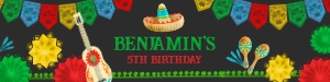 Fiesta Water Bottle Label (Red & Black) - www.printerfairy.com design preview