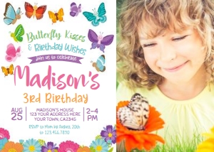 Colorful Butterflies Invitation with photo - www.printerfairy.com design preview
