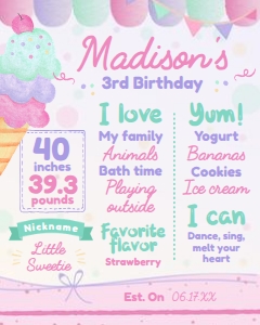 Ice Cream Board (Pink, purple, turquoise) - www.printerfairy.com design preview