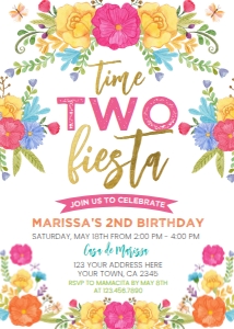 Time Two Fiesta Invitation (gold) - www.printerfairy.com: Time Two Fiesta Invitation (gold) - www.printerfairy.com