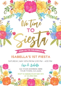 No time to siesta Invitation (gold) - www.printerfairy.com: No time to siesta Invitation (gold) - www.printerfairy.com