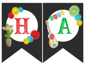 Fiesta Happy Birthday Banner (Red & Black) - www.printerfairy.com design preview