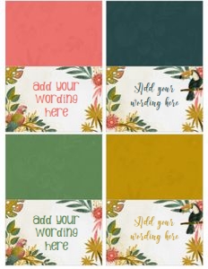 Tropical Birds Food Tents (yellow, red, green) - www.printerfairy.com design preview