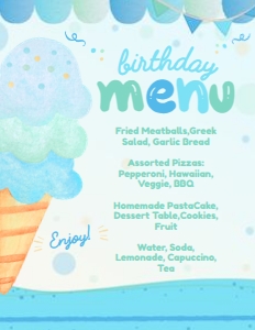 Ice Cream Menu (blue, green, turquoise) - www.printerfairy.com design preview