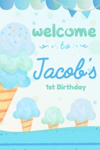 Ice Cream Welcome Sign (blue, green, turquoise) - www.printerfairy.com design preview