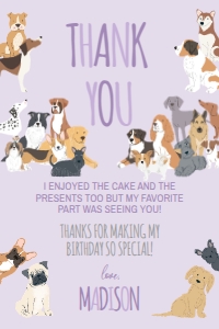 Puppies Thank You Card (Purple) - www.printerfairy.com design preview