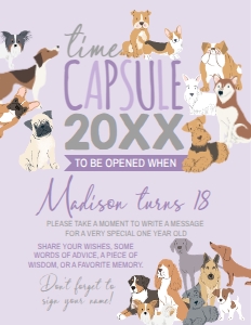 Puppies Time Capsule (Purple) - www.printerfairy.com design preview