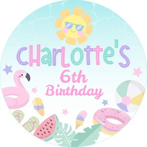 Pool Party Pastels Topper (pink, purple, green) - www.printerfairy.com design preview