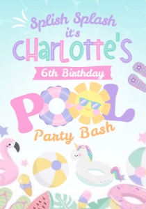 Pool Party Pastels Drink Pouch Label (pink, purple, green) - www.printerfairy.com design preview