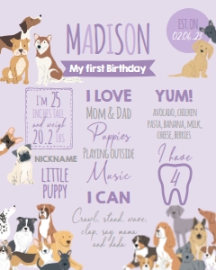Puppies Board (Purple, 16x20) - www.printerfairy.com: Puppies Board (Purple) - www.printerfairy.com