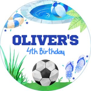 Pool Party Soccer Topper (blue) - www.printerfairy.com design preview