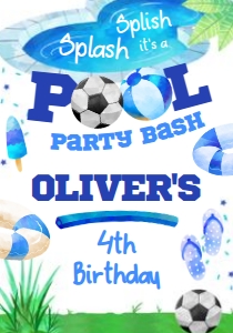 Pool Party Soccer Drink Pouch Label (blue) - www.printerfairy.com design preview