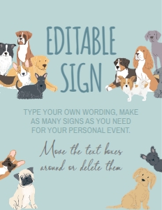 Puppies Editable Sign (Blue, 8.5x11) - www.printerfairy.com: Puppies Editable Sign (Blue) - www.printerfairy.com