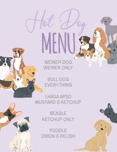 Puppies Menu (Purple) - www.printerfairy.com design preview
