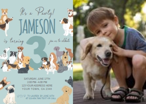 Puppies Birthday Invitation (Blue) - www.printerfairy.com design preview