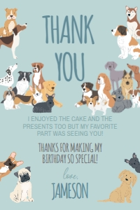 Puppies Thank You Card (Blue) - www.printerfairy.com design preview