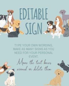 Puppies Editable Sign (Blue, 16x20) - www.printerfairy.com: Puppies Editable Sign (Blue) - www.printerfairy.com