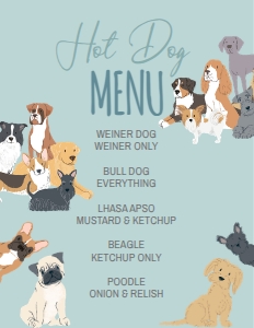 Puppies Menu (Blue) - www.printerfairy.com design preview