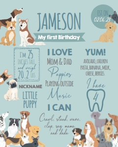 Puppies Board (Blue, 16x20) - www.printerfairy.com: Puppies Board (Blue) - www.printerfairy.com