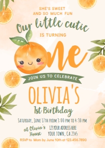 Orange One Invitation (Orange) - www.printerfairy.com design preview