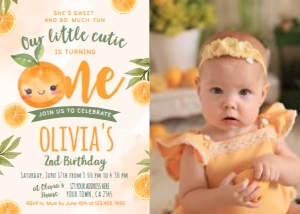 Orange One Invitation with Photo (Orange) - www.printerfairy.com design preview