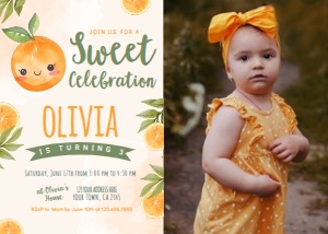 Orange Invitation with Photo (Orange) - www.printerfairy.com design preview