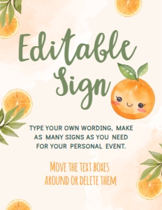 Orange Editable Sign (Orange) - www.printerfairy.com design preview