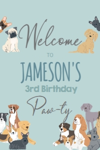 Puppies Welcome Sign (Blue) - www.printerfairy.com design preview