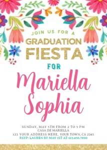 Graduation Fiesta Floral Cinco de Mayo Birthday Invitation - www.printerfairy.com design preview