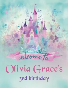 Princess Castle Welcome Sign 8.5x11 (purple-floral) - www.printerfairy.com design preview