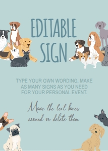 Puppies Editable Sign (Blue, 5x7) - www.printerfairy.com: Puppies Editable Sign (Blue) - www.printerfairy.com