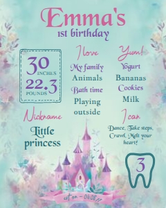 Princess Castle Board (purple-floral) - www.printerfairy.com design preview