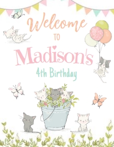 Kitties Welcome Sign (White) - www.printerfairy.com design preview