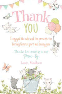 Kitties Thank You Card (White) - www.printerfairy.com design preview