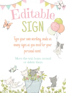 Kitties Editable Sign (White) - www.printerfairy.com design preview