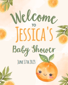 Orange Baby Shower Welcome Sign - www.printerfairy.com design preview
