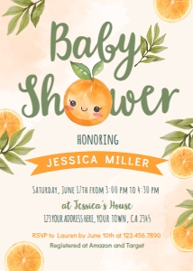 Orange Baby Shower Invitation (5x7) - www.printerfairy.com: Orange Baby Shower Invitation - www.printerfairy.com