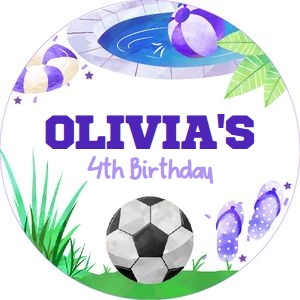 Pool Party Soccer Topper (purple) - www.printerfairy.com design preview