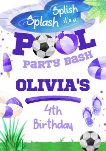 Pool Party Soccer Drink Pouch Label (purple) - www.printerfairy.com design preview