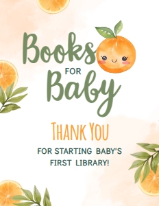 Orange Baby Shower Book for Baby - www.printerfairy.com design preview