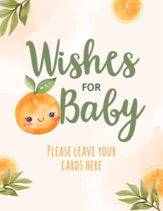 Orange Baby Shower Wishes for Baby Sign (8.5x11) - www.printerfairy.com: Orange Baby Shower Activities - www.printerfairy.com