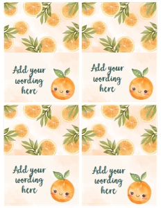 Orange Baby Shower Food Tents - www.printerfairy.com design preview