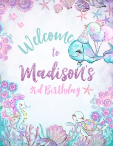 Under The Sea_Welcome Sign (glitter-purple-pink) - www.printerfairy.com design preview